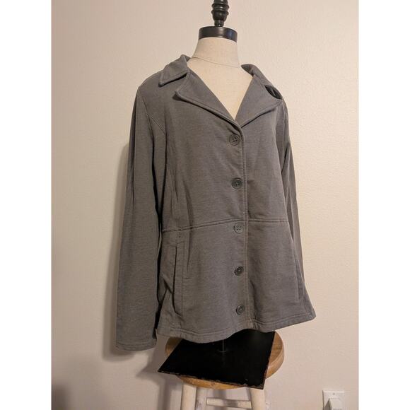 sahalie gray button up jacket with pockets size XL cotton blend - Picture 1 of 7